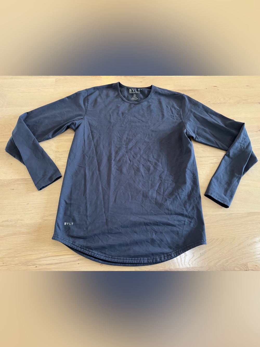 BYLT Basics Drop-Cut Lux long-sleeve t-shirt navy blue size medium